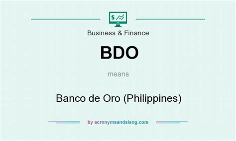 bdo|what does bdo stand for.